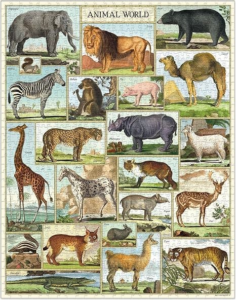 Cavallini Vintage Puzzle Animal World
