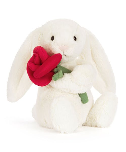 Jellycat Bashful Cream Bunny with Rose