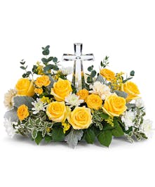Yellow and White Inspirational Sympathy Arrangement 