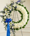 Serene Blessings Standing Wreath - White & Blue