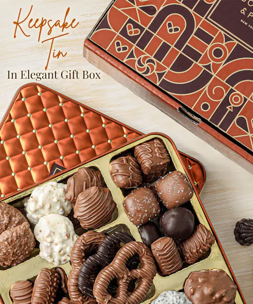 Bonnie & Pop Chocolate Gift Basket in Keepsake Tin
