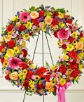 Serene Blessings Standing Wreath - Bright Multicolored