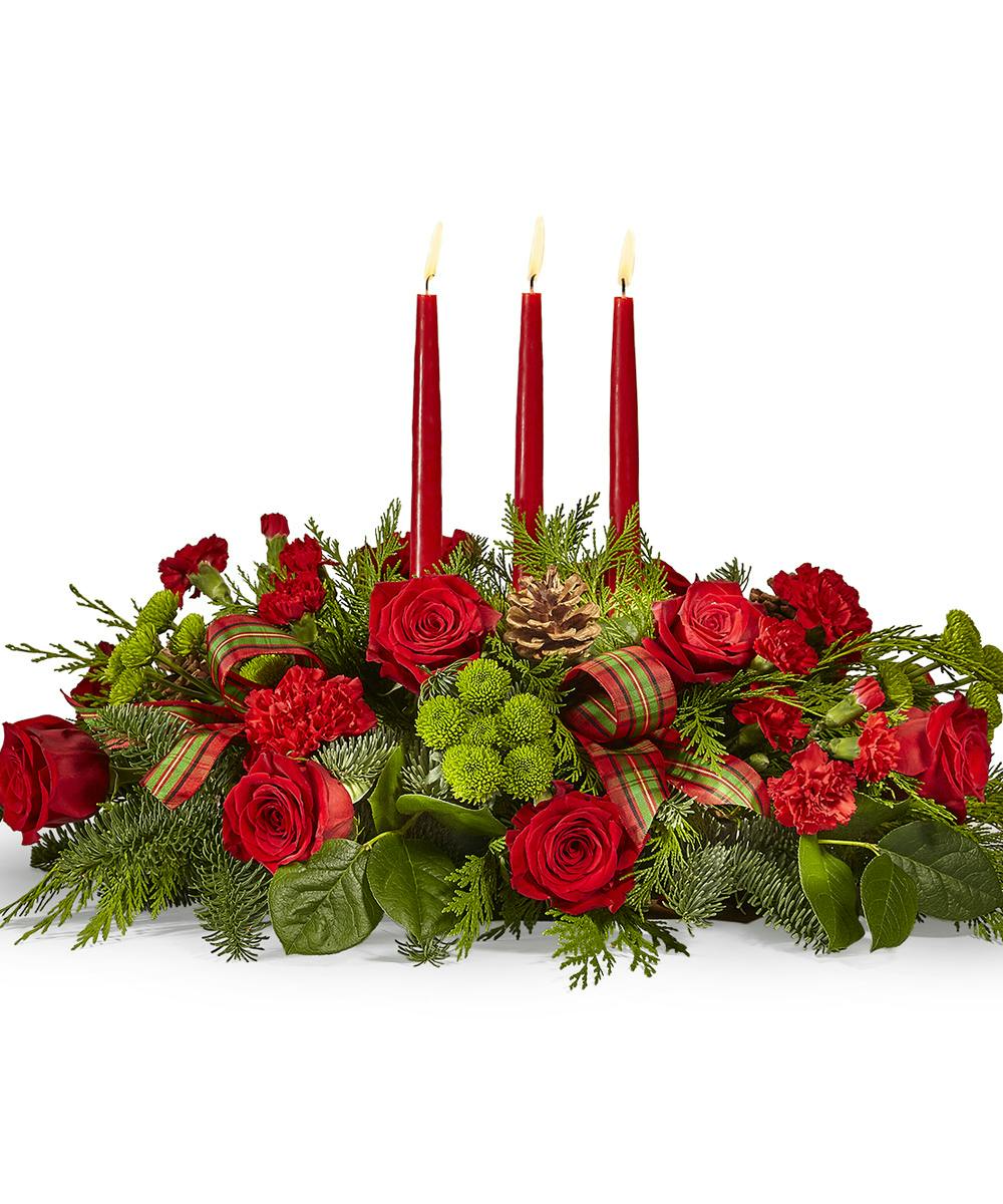 By The Candlelight Centerpiece - Christmas Flowers, Veldkamp's Florist ...