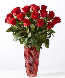 Classic Love Red Rose Bouquet with Red Vase