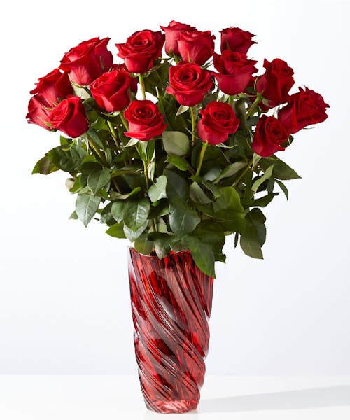 Classic Love Red Rose Bouquet with Red Vase