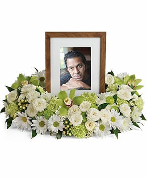 Green and White Cremation Wreath