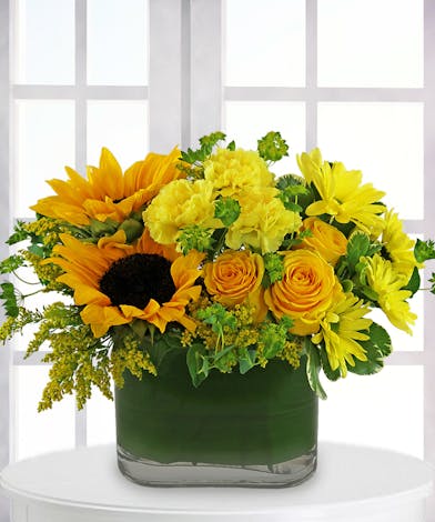 Sunflowers, Orange Roses, Yellow Daisies