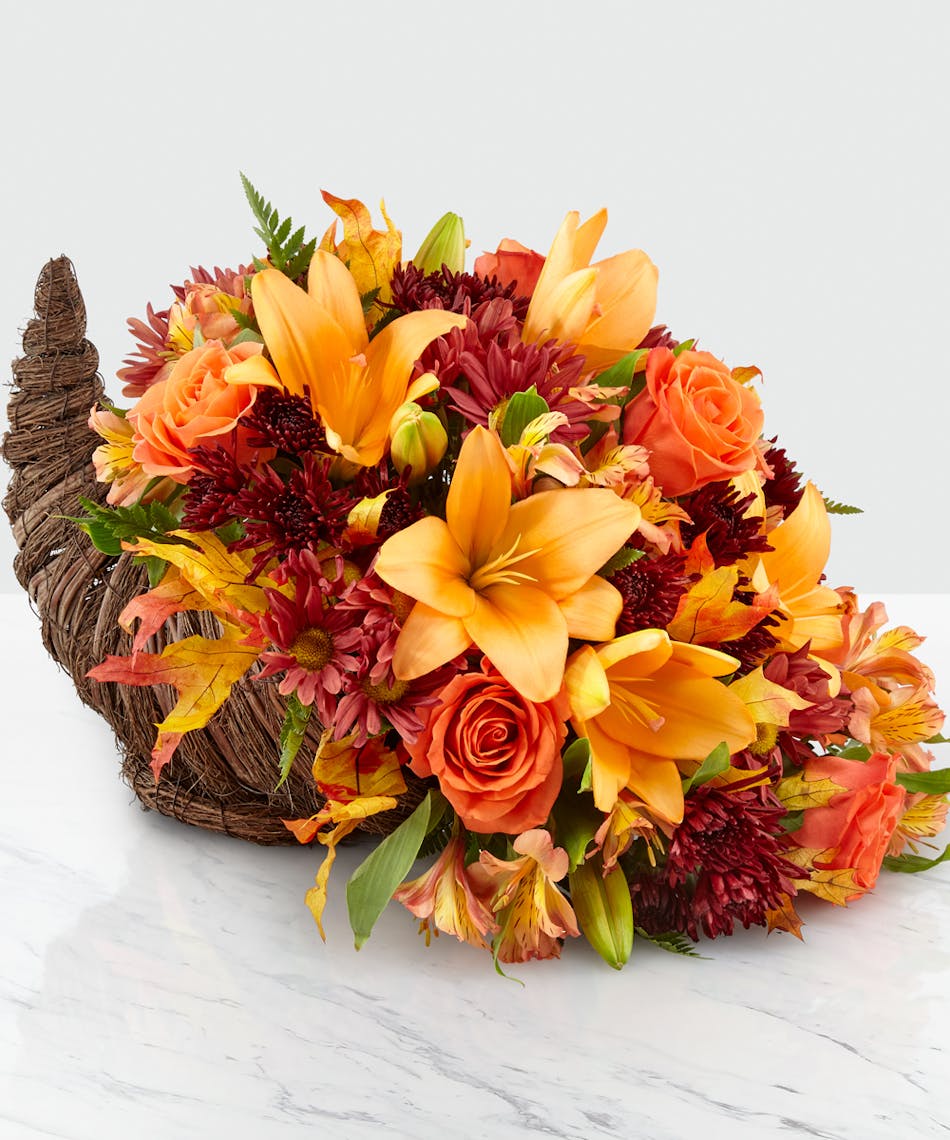 Harvest Comfort Cornucopia Arrangement in Denver, CO | Veldkamps Flowers
