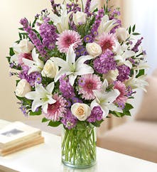 Lavender & White Mixed Flower Sympathy Arrangement