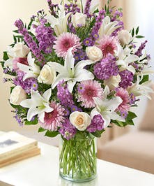 Lavender & White Mixed Flower Sympathy Arrangement 