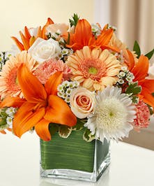 Peach, Orange & White Sympathy Bouquet 