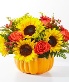 Rose & Sunflower Pumpkin Bouquet 