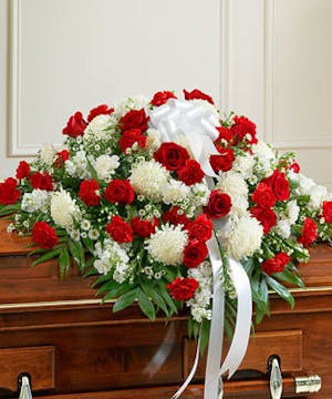 Red & White Mixed Floral Casket Spray