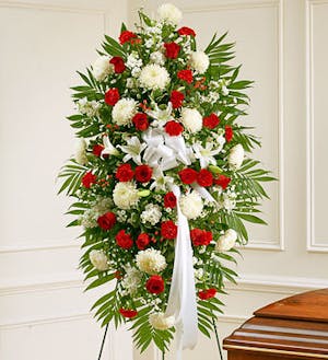 Red & White Mixed Floral Standing Spray