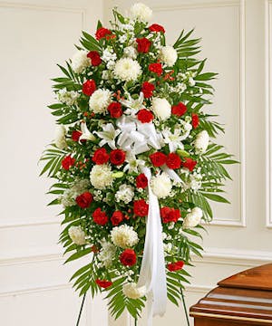 Red & White Mixed Floral Standing Spray