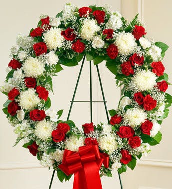 Red with White Flower Wreath