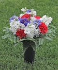 Red, White & Blue Mixed Floral Graveside Tribute Urn