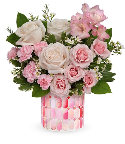 Sweet Clouds Bouquet Pink Roses, Pink and Cream Bouquet, Veldkamp's