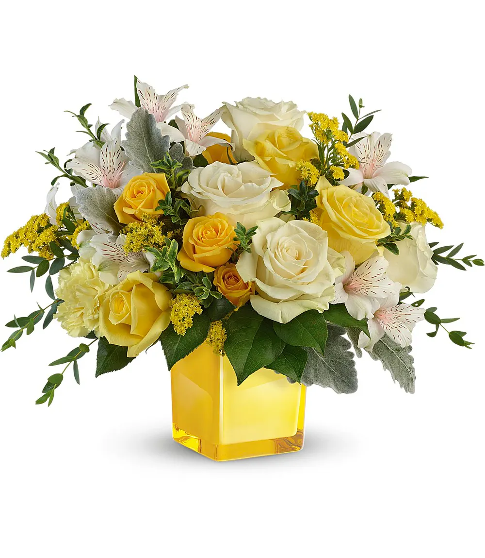Sweet Sunlight Bouquet: Modern Yellow & White Bouquet - Veldkamp's