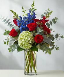 Elegant Red, Blue & Green Bouquet 