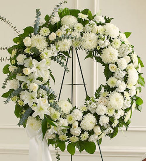Serene Blessings White Wreath #148274 in Fort Worth, TX - DAVIS FLORAL  DESIGNS