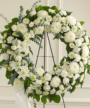 White Mixed Flower Sympathy Wreath
