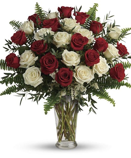 Yours Truly Red & White Rose Bouquet
