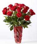 Classic Love Red Rose Bouquet with Red Vase - 18 Roses