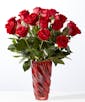 Classic Love Red Rose Bouquet with Red Vase - 18 Roses