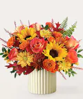 Fall Campfire Bouquet with Ivory Vase - Premium