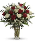 Yours Truly Red & White Rose Bouquet - 18 Roses