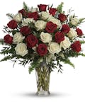 Yours Truly Red & White Rose Bouquet - 28 Roses